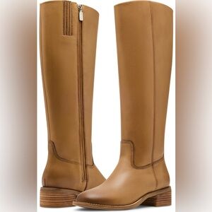 Blonde Freya Waterproof Knee High Boot in Peanut Leather